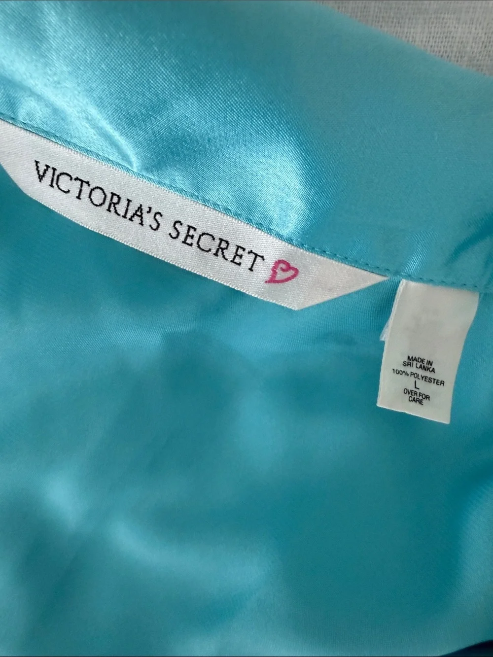 Vintage 90s Victoria’s Secret Satin Nightshirt Aqua Blue Slip Dress L Y2K